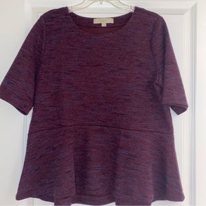 NWOT LOFT Peplum Soft Blouse Sweater Short Sleeve - Size Large